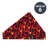 Cooling Black Flame Bandoorag  | Skull Cap | Doo Rag | Water Activated with Cooling Crystals | Unisex | 6 pc. Value Set - Blubandoo Cooling & Warming Headwear Accessories