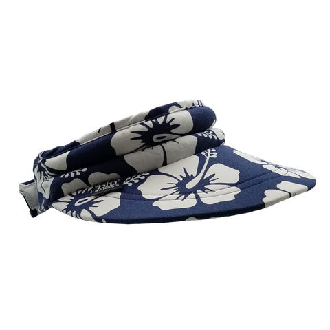 Water Activated | Bandoobrim Visor | Navy Tropical | With Cooling Crystals | 1 Pc | Hand Washable And Reusable | Reversible | Unisex - Blubandoo 