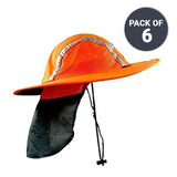 Red/Orange Sun Safety Hatbandoo L/XL | ANSI Hi-Vis | Contains Water Activated Cooling Crystal | 6 Pc. Value Set - Blubandoo Cooling & Warming Headwear Accessories