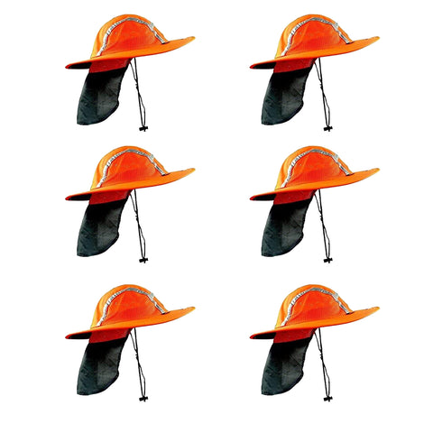 Red/Orange Sun Safety Hatbandoo S/M | ANSI Hi-Vis | Contains Water Activated Cooling Crystal | 6 Pc. Value Set - Blubandoo Cooling & Warming Headwear Accessories