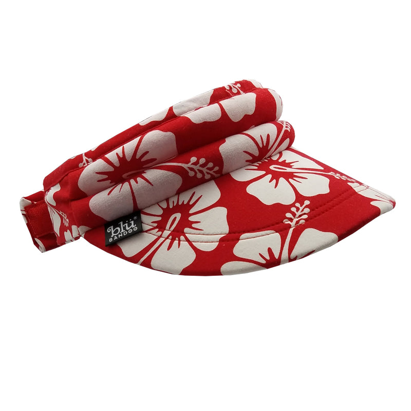 Cooling Bandoobrim Visor | Water Activated With Cooling Crystals | Red Tropical Pattern | Hand Wash | Reversible | Unisex