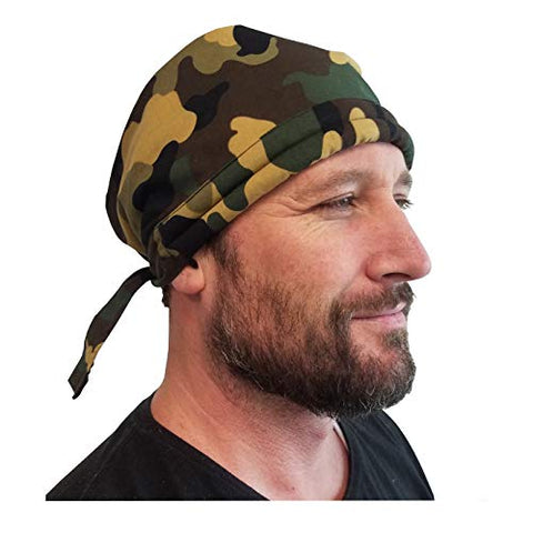 Water Activated | Bandoorag Skull Cap| Army Camouflage | with Cooling Crystals | 1 Pc | Hand Washable And Reusable | Unisex - Blubandoo 